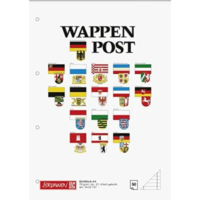 Abbildung von 10 x Brunnen Briefblock Wappen A4 70g/qm Lineatur 37 4 fach gelocht 50