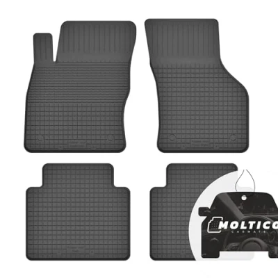 Abbildung von moto MOLTICO Gummimatten Auto, 4 teiliges Set, Allwetter Gummi Fußmatten mit Rand, Antirutsch &amp; Wasserfest Autoteppiche passend für Skoda Rapid 2012 2019