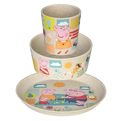 Abbildung von KOZIOL Kindergeschirr Set CONNECT PEPPA PIG (3 tlg), 1 Personen, Kunststoff, Co² neutral produziert, Made in Germany, 3 Teile, für Person