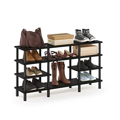 Abbildung von Furinno Mehrzweck TV Regal mit 4 Ebenen, Espresso/Schwarz, 29.49 x 119.9 68.4 cm