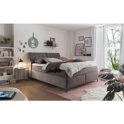 Abbildung von set one by Musterring Boxspringbett &quot;Fairfield&quot;, Kopfteil in Kassenoptik, Metallfuß schwarz, Breite 160 oder 180 cm