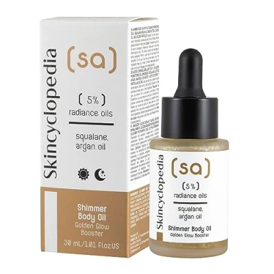 Abbildung von Skincyclopedia Shimmer Body Oil, Körperöl mit Squalan und Arganöl, Golden Glow Booster, Hautöl für den Körper, 30ml