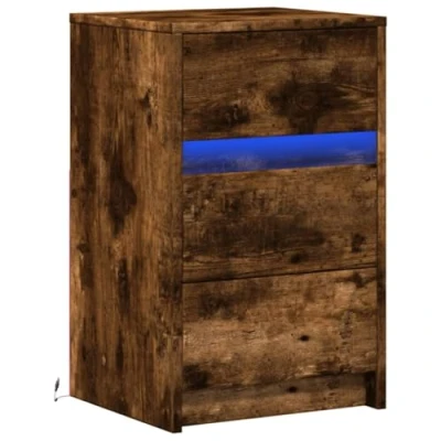 Abbildung von vidaXL Nachttisch mit LED Leuchten Räuchereiche Holzwerkstoff (1 St)