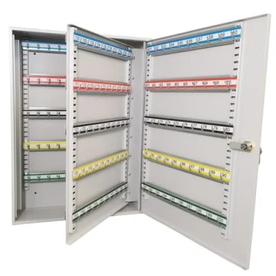 Abbildung von LEOMAR Schlüsselschrank, Schlüsselkasten mit 200 Haken, Schlüsselbox aus Stahlblech, Verstellbaren Hakenleisten, Organizer zur Wandbefestigung, Abschließbar, Montagematerial, 12 x 39 52 cm
