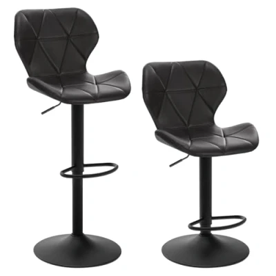 Abbildung von EUGAD 0665BY 2 2X Barhocker Barstuhl Bistrohocker Tresenhocker Retro höhenverstellbar und drenbar mit Rückenlehne aus Kunstleder Stahl Anthratiz