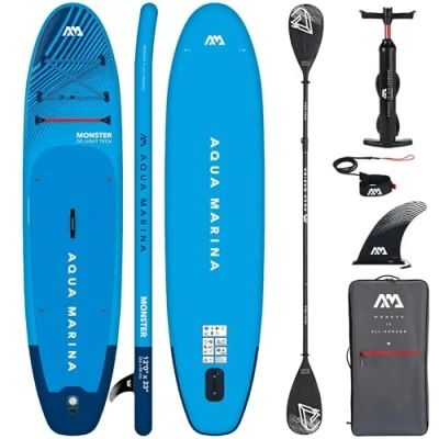 Abbildung von Aufblasbares SUP Board Aqua Marina Monster 12&#039;0&quot; Blau + DUAL TECH 2 in 1 Paddel