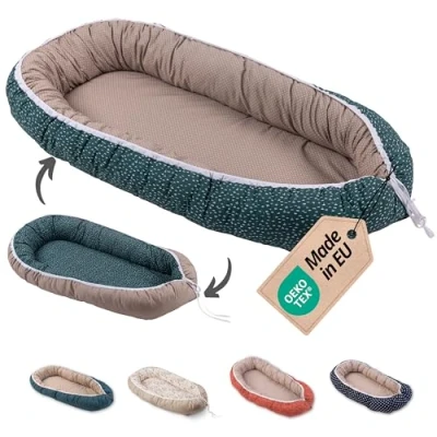 Abbildung von ULLENBOOM Babynest 100% OEKO TEX Materialien &amp; Made in EU, Eukalyptus Babynestchen Neugeborene aus kuscheliger Baumwolle, Ideal als Reisebett Kuschelnest geeignet