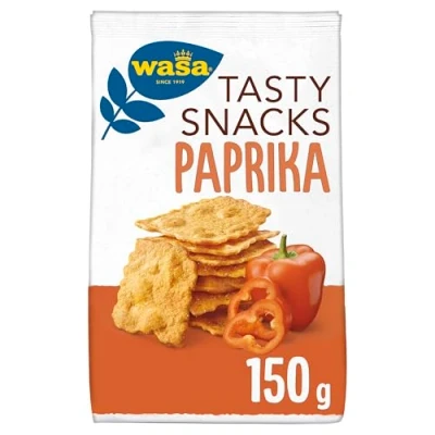 Abbildung von Wasa Tasty Snacks Crackers Paprika 5x150g Knusprige Knäcke Cracker mit Paprika, leckerer Snack