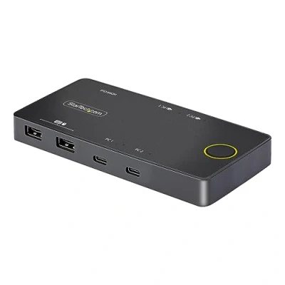 Abbildung von StarTech.com 2 Port USB C KVM Switch, Ein 4K 60Hz HDMI Monitor, 100W Power Delivery Pass Through für jeden Laptop/Tablet, Betrieben, Typ C/USB4/Thunderbolt 3/4 kompatibel (C2 H46 UC2 PD KVM)