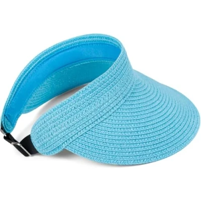 Abbildung von styleBREAKER Damen Papierstroh Visor Cap Einfarbig, Sonnenvisier, Sonnenhut, Schildkappe Uni verstellbar 04023097, Farbe:Türkis