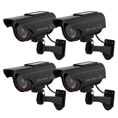 Abbildung von TOROTON 4 Stück Attrappe Kamera CCTV Dummy Überwachungskamera mit Rot Blinkender LED Fake Sicherheitskamera Schwarz