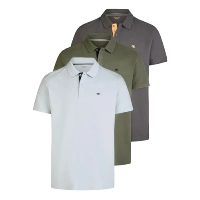 Abbildung von TOM Tailor 3 PACK Poloshirt, Herren, Größe: Medium, Soft foggy light blue