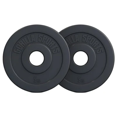 Abbildung von GORILLA SPORTS Hantelscheiben Olympia, 1,25kg 30kg Gewichte, Einzeln / Set, Ø 50mm, aus Kunststoff, Gewichtsscheiben, Olympiascheiben, Schwarz