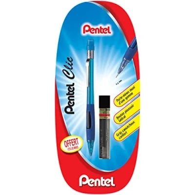Abbildung von Pentel Clic PD345T Druckbleistift, Strichbreite 0,5 mm, Inkl. Ersatzminen 4 Blau
