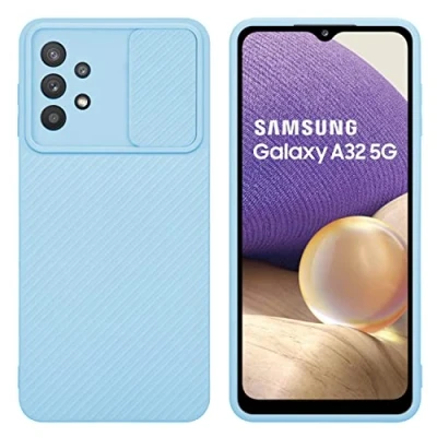 Abbildung von Cadorabo Hülle kompatibel mit Samsung Galaxy A32 5G Schutzhülle TPU Silikon Case Liquid Design Kameraschutz Slim Kratzfest Weiche Gummi Rundumschutz für in Blau