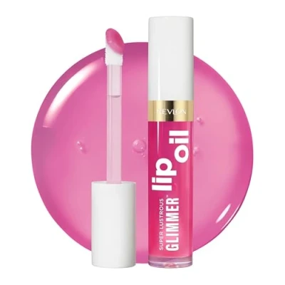 Abbildung von Revlon Super Lustrous Glimmer Lip Oil, nährendes und antioxidantes, aufpolsterndes, strahlendes Lippenöl, ultra glänzendes Finish, Formel auf Basis von pflanzlichem Squalan, 004 Gone Rose, 3,8 ml