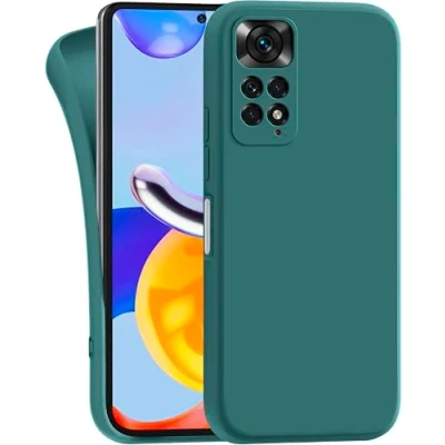 Abbildung von MyGadget Hülle für Xiaomi Redmi Note 11 11s robuste Silikon Schutzhülle TPU Case Slim Silikonhülle Back Cover Kratzfest Handyhülle Matt Olivgrün
