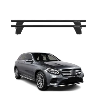 Abbildung von Menabo Dachträger Querträger kompatibel mit Mercedes GLC C253 2015 2020 TÜV Alu Schwarz