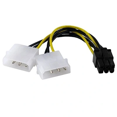 Abbildung von BestPlug 13cm Internes PCI Y Strom Kabel Adapter Verteiler Splitter Weiche für Computer, 1 6pol Express Buchse Kupplung weiblich auf 2 5,25 Power Stecker männlich