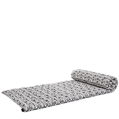 Abbildung von Leewadee Faltbare Bodenmatratze Japanischer Rollbarer Futon Tatami Faltmatte Gästebett Camping Matratze Thai Massage Matte, Kapok Füllung, 190 x 70 cm, Schwarz Weiß