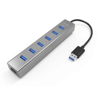 Abbildung von Networx 7 Port USB Hub, 3.0 auf 7X 3.0, Aluminium, Space grau