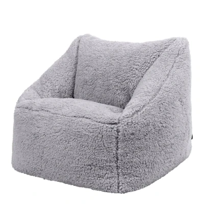 Abbildung von Icon Sitzsack Flauschig für Kinder „Teddybär“, Grau, Kindersitzsack, Groß, Sessel mit Füllung