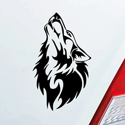 Abbildung von Hellweg Druckerei Wolf Wölfe Hund Heulen Wulf Tier Animal Motorrad Auto Aufkleber Sticker Heckscheibenaufkleber