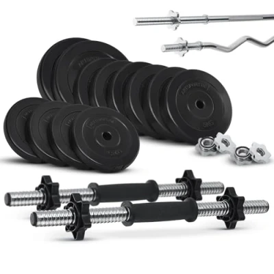 Abbildung von ArtSport Hantel Set 3in1, Komplettset, 60 kg Gewichte, rutschfeste Griffe, Sternverschlüsse