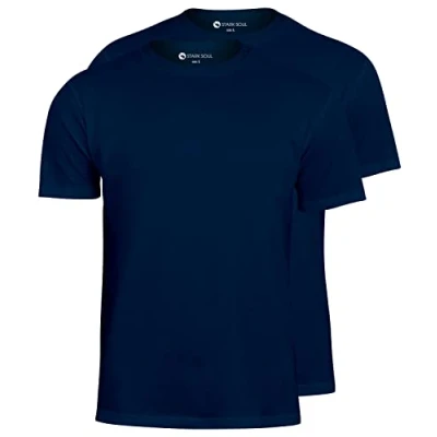 Abbildung von STARK SOUL® T Shirt 2er Pack, Baumwolle, Rundhalsschnitt Marineblau Größe M