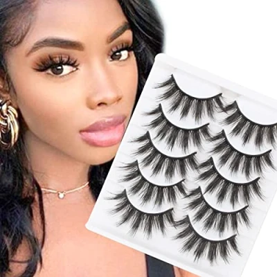Abbildung von Künstliche Wimpern 3D Dramatisch Falsche Natürlich Look 5 Paar Lang Dicht Fake Lashes Fluffy Voluminoes Streifenwimpern Strip Wiederverwendbar False Eyelashes von Glowing win