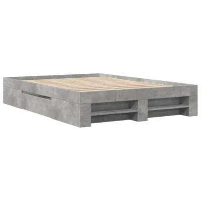 Abbildung von vidaXL Bettgestell, Bettrahmen mit Lattenrost, Schlafzimmerbett Bett Stauraum, Doppelbett für Schlafzimmer, Betongrau 120x200cm Holzwerkstoff
