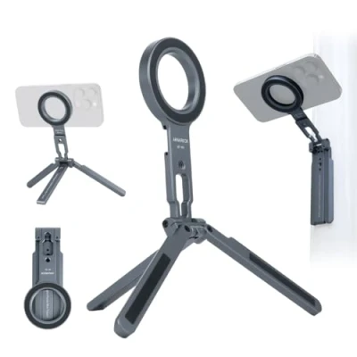 Abbildung von Arnarkok J Phone Stativhalterung 2 Cold Shoes &amp; Arca Port, Metall 360 Smartphone Stativadapter für iPhone, Handy Vlog Stativ Griff Ständer Halter Desktop Video Live Streaming Vlogging Rig