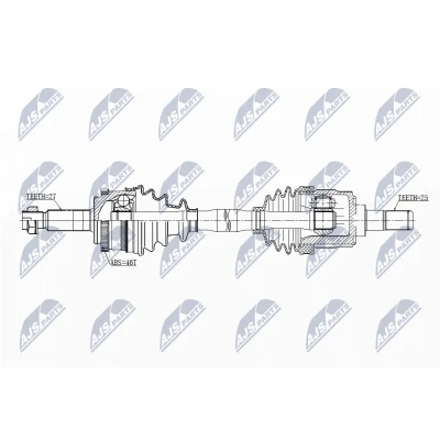 Abbildung von NTY NPW KA 344 Antriebswelle Vorderachse, Vorderachse links Schaltgetriebe 6 Gang, HYUNDAI: i30 II Schrägheck, Kombi
