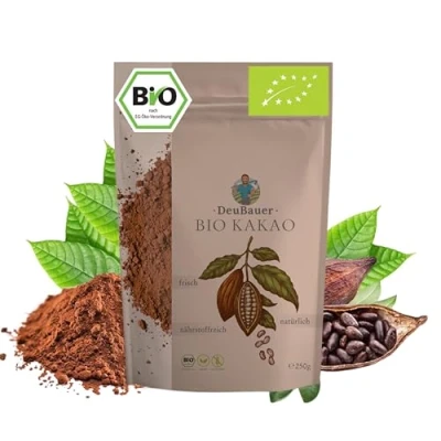 Abbildung von Rohkakao 250 Gr Bio ohne Zusatzstoffe Stark entöltes Kakao Pulver Zucker Kakaopulver Backkakao in nachhaltiger Aromaverpackung
