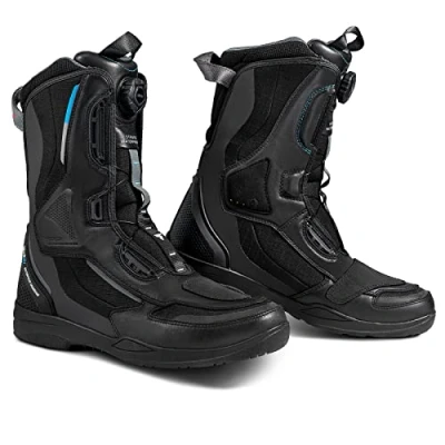 Abbildung von SHIMA STRATO Motorradstiefel Herren und Damen Motorrad Wasserdicht Stiefel Tourenstiefel Schuhe Männer Leder Schwarz (Herren, Wasserdicht, 43)