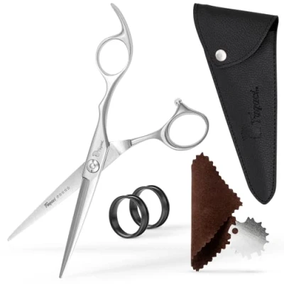 Abbildung von Fagaci Haarschneideschere Profi mit Extrem Scharfen Blättern, Haarschere Friseurschere aus 440C Stahl, Friseur Scheren Professionell Feiner Schnitt, Schere Haare Schneiden Set, Hair Scissors