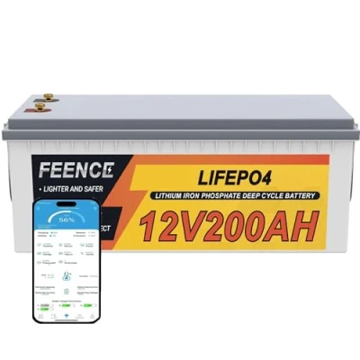 Abbildung von Feence 12v 200ah Plus LiFePO4 Lithium Batterie, mit 200A BMS, 15000 Zyklen Deep Cycle Ersatz AGM Gel Batterie für Wohnmobil, Wohnwagen, Boot, Solarpanel, Autobatterie