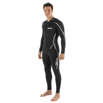 Abbildung von Seac Herren Neid Man 3 mm Ultrastretch, einteiliger Neoprenanzug mit Reißverschluss vorne, für Tauchen, Schnorcheln und Apnoe, schwarz, XXL