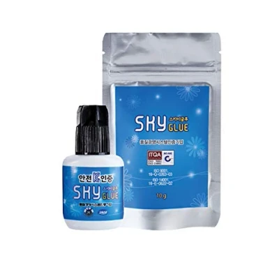 Abbildung von SKY GLUE Original Wimpermkleber für Wimpernverlängerung, RA Extension (5ml, Farbe: SCHWARZ) superschneller Kleber, Trocknungszeit: 0,5 Sekunden, 6 7 Wochen Haftkraft, sehr beständig