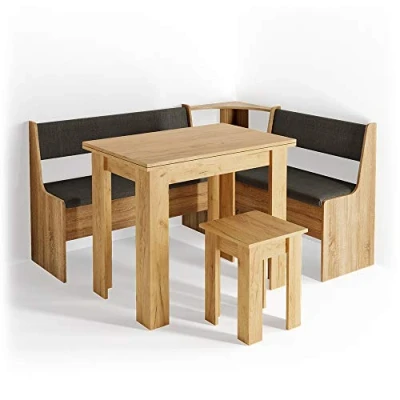 Abbildung von Vicco Sitzgruppe Roman, Goldkraft Eiche/Anthrazit, 150 x 120 cm mit Tisch, (Set, 5 tlg., er Set), bequeme Polsterung