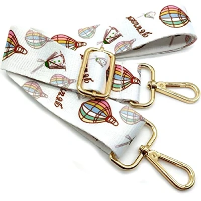 Abbildung von Verstellbarer Schultergurt für Taschen Weiß, Taschengurte zum Wechseln, Taschengurt Breit mit Karabiner Gold, 80 130 cm Tragegurt Tasche Damen Schulterriemen, Moderne Handtasche, 3.8cm, 14
