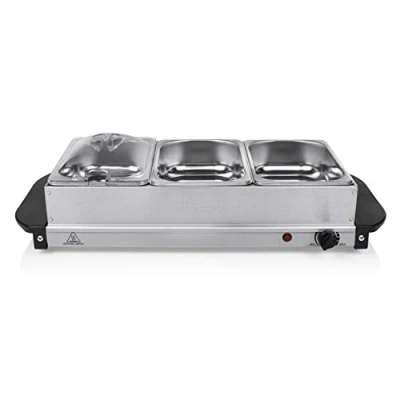 Abbildung von Tristar Warmhalteplatte, 2in1 Wärmeplatte &amp; Chafingdish elektrisches Rechaud Speisewärmer