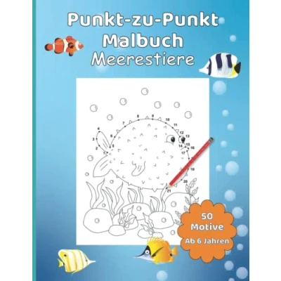 Abbildung von Punkt zu Malbuch Meerestiere für Kinder ab 6 Jahren / 50 Motive rund um die Meeresbewohner zum Fertigmalen