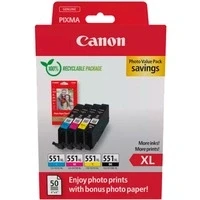 Abbildung von Canon CLI 551XL C/M/Y/BK Photo pack 4 farbig Druckerpatrone Hohe Kapazität Multipack