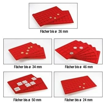 Abbildung von Safe, Tableau, Modell G Fach Abm: 34x34 mm. (40 Stk.) Rot 330x220x10 pro Stk.