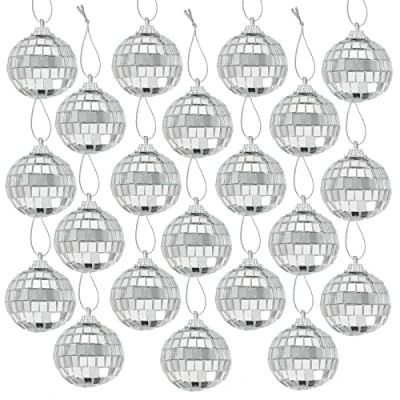 Abbildung von Colexy 24 Stück Spiegelkugel Discokugel, 4cm Klein Silber Discokugel Spiegelkugel, Mini Christbaumkugeln Dekoration zum Aufhängen, für Lichteffekte, Party Deko, Mottoparty