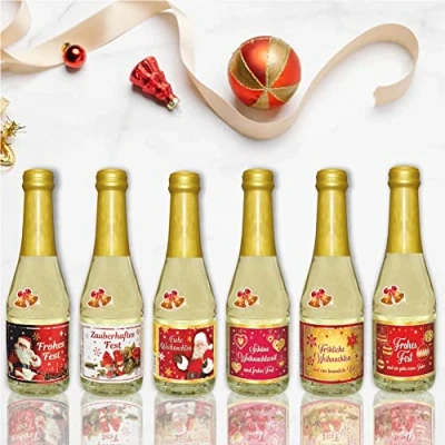 Abbildung von 6x Piccolo 0,2l Geschenk zu Weihnachten Sekt Secco Beerenperlwein halbtrocken prickelnd frischer Beeren Perlwein Schaumwein aus weißen