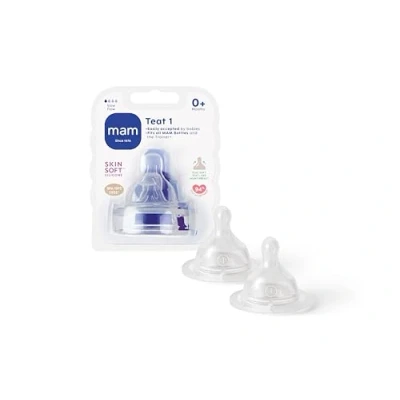 Abbildung von MAM Teats Size 1, Suitable for Newborns, Slow Flow SkinSoft Silicone Baby Bottles, Fits all Feeding Essentials, Pack of 2
