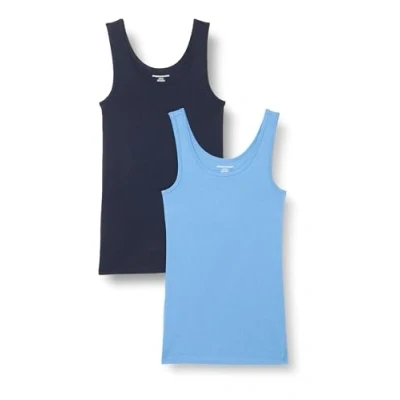 Abbildung von Amazon Essentials Damen Tanktop schlanke Passform, 2er Pack, Blau/Marineblau, S