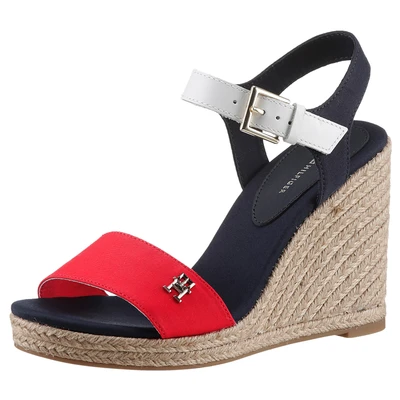 Abbildung von Tommy Hilfiger STRIPES WEDGE SANDAL Keilsandalette, Sommerschuh, Sandale, Keilabsatz, mit verstellbarem Riemchen